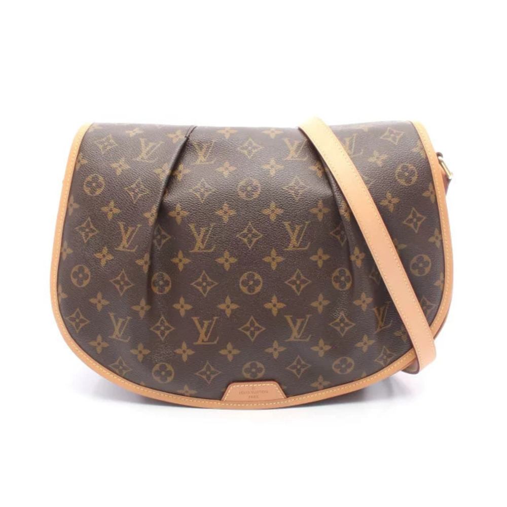 Louis Vuitton Menilmontant Shoulder Bag Canvas Leather Monogram Brown